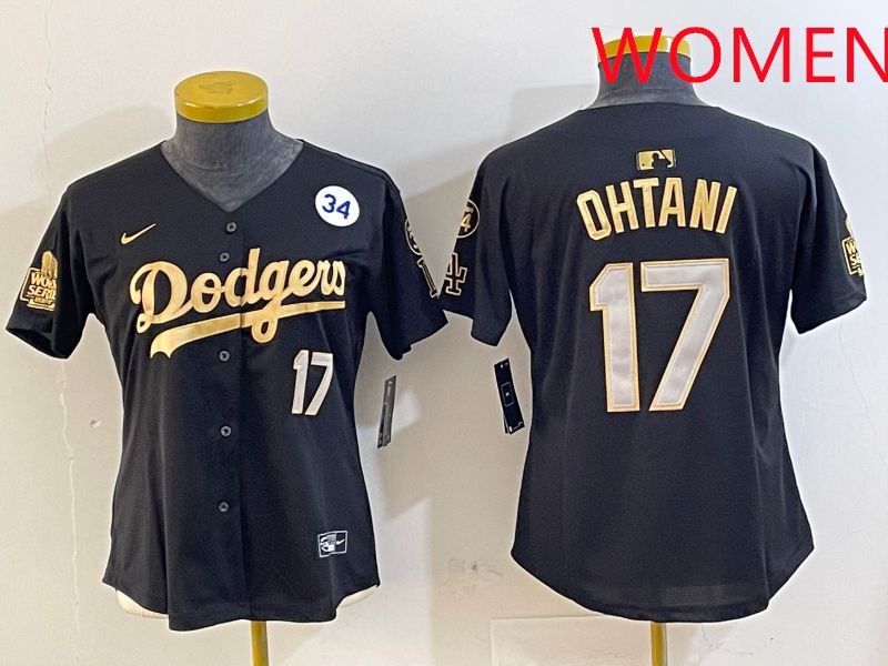 Women Los Angeles Dodgers #17 Ohtani Black Gold Game 2025 Nike MLB Jersey style 5->women mlb jersey->Women Jersey